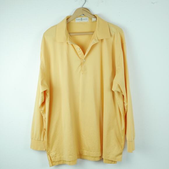 Vintage XL Polo Shirt Long Sleeve Butter Yellow Preppy Countr Club Golf Grandpa - Picture 1 of 10